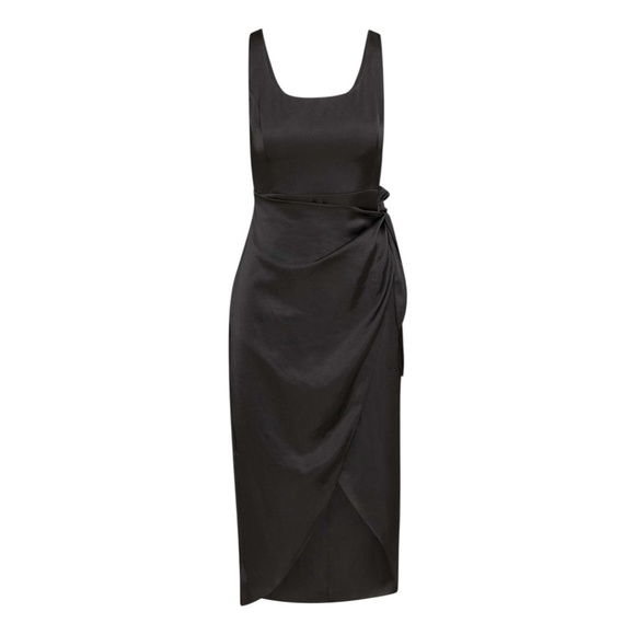 ARITZIA Wilfred Saturn Satin Midi Dress Elegant Comfortable in Black Size 2 - Picture 1 of 6